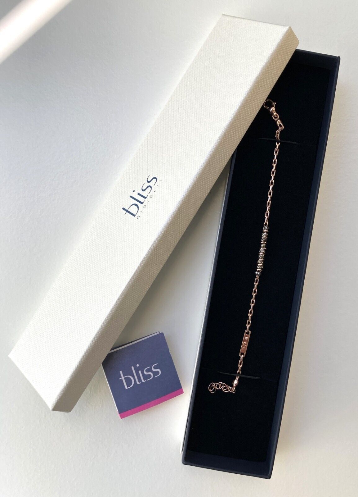 New BLISS SILVER STONE BRACELET WITH DIAMOND - ROSE GOLD