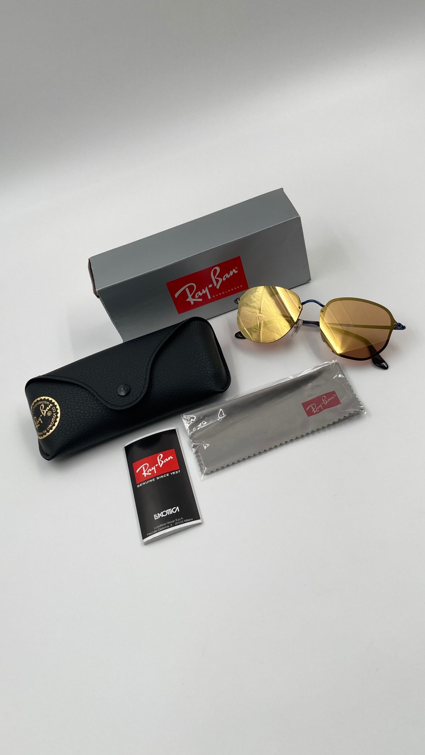 RAY BAN RB3579-N 9038/7J BLAZE HEXAGONAL SUNGLASSES - BLUE/DARK ORANGE MIRROR