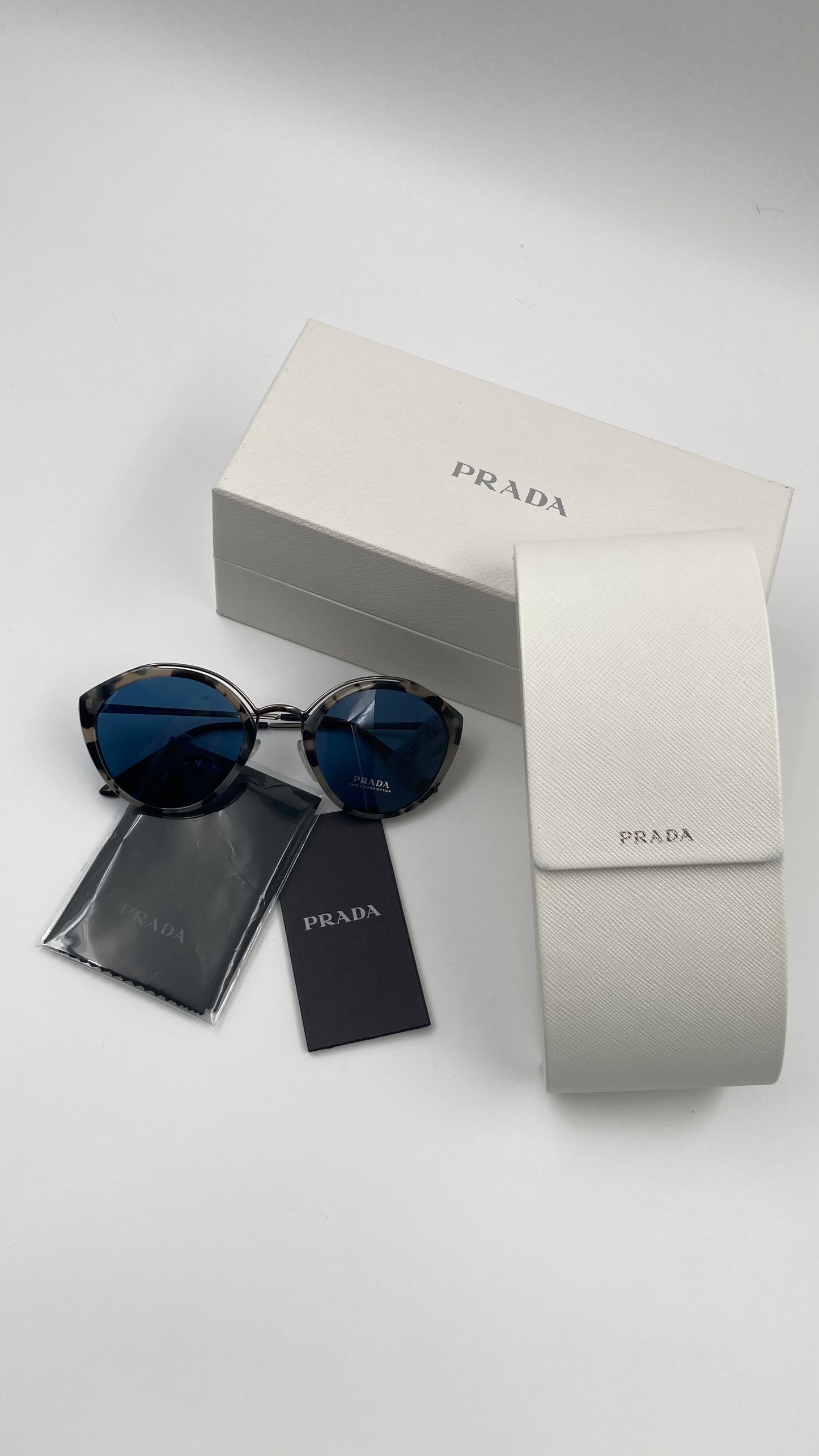 *NEW* PRADA CONCEPTUAL SUNGLASSES PR18U HU7219 53/24/140 - GREY HAVANA/BLUE