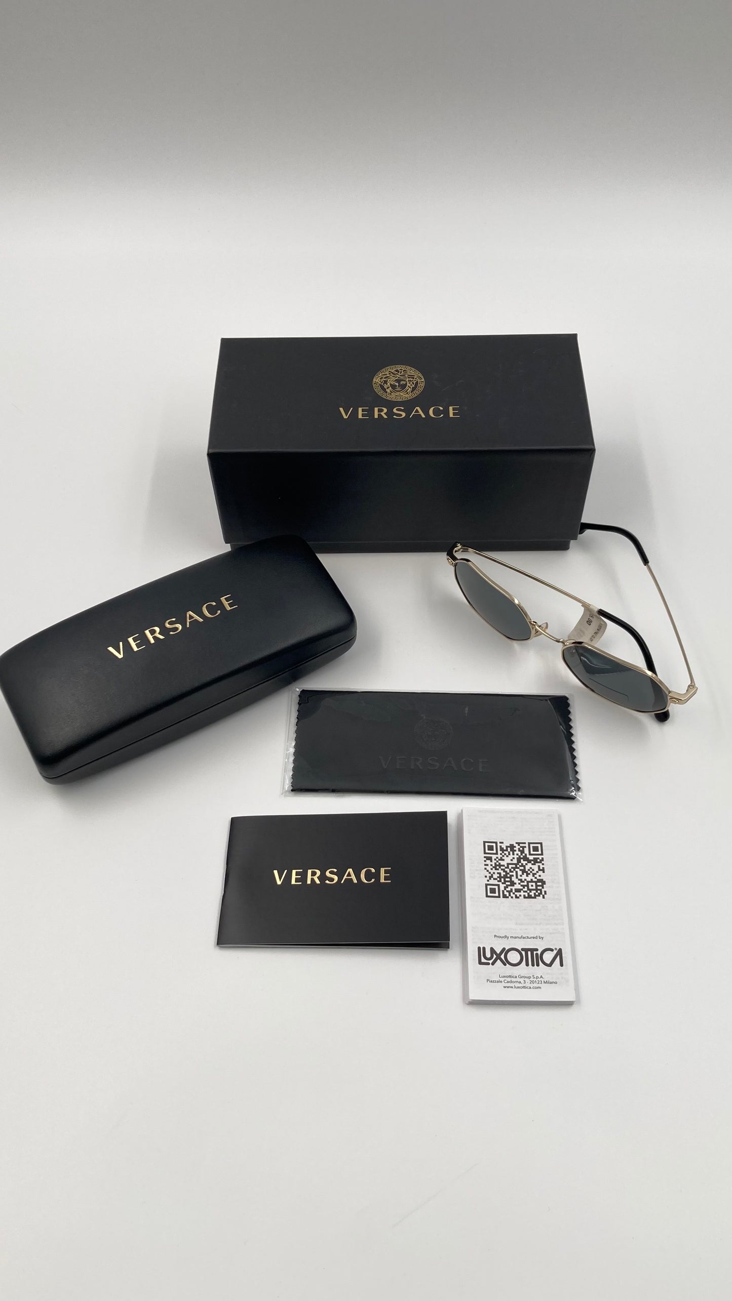 *NEW* VERSACE VE2194 1252/87 UNISEX SUNGLASSES - PALE GOLD/GREY