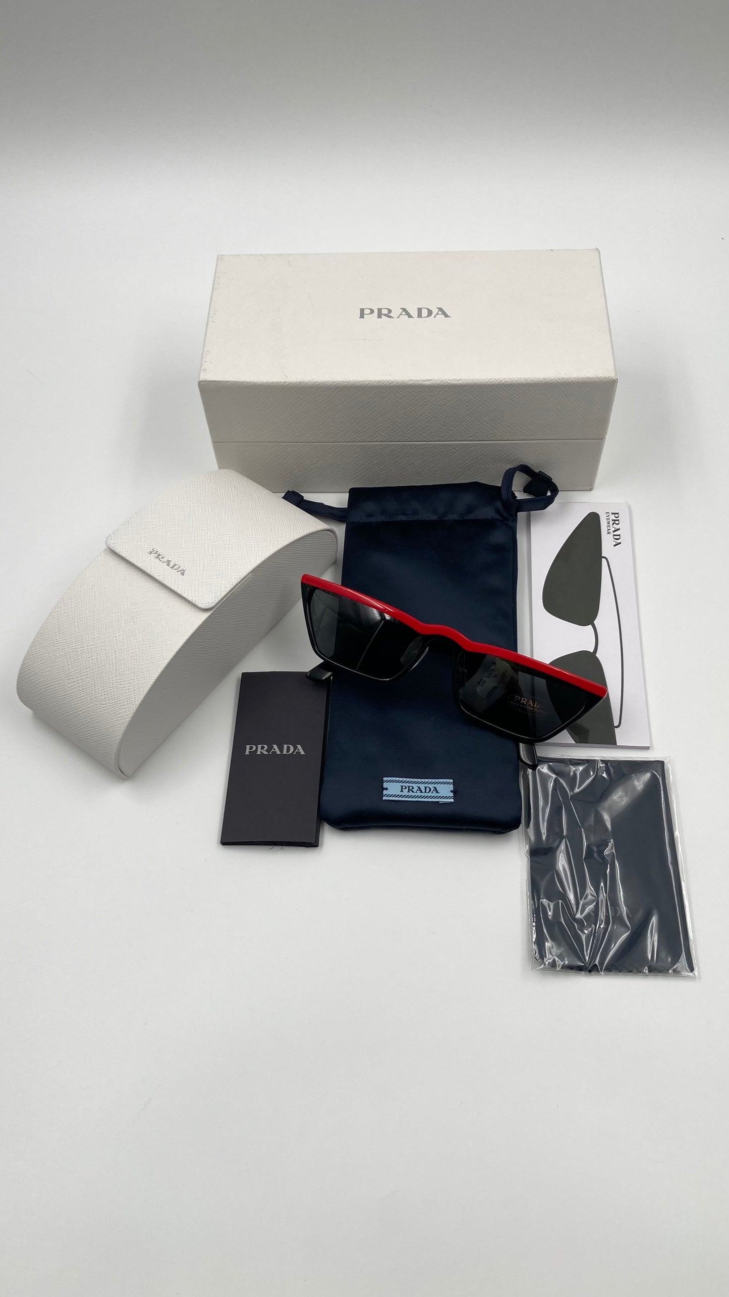 *NEW* PRADA ULTRAVOX SPECIAL COLLECTION SPR19U YVH 5S0 SUNGLASSES - BLACK/RED