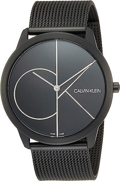 New Swiss Made CALVIN KLEIN Minimal Quartz Black Dial Men's Watch