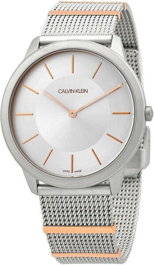 New Swiss Made CALVIN KLEIN Minimal Quartz Silver Dial Ladies Watch