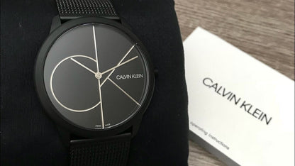 New Swiss Made CALVIN KLEIN Minimal Quartz Black Dial Men's Watch