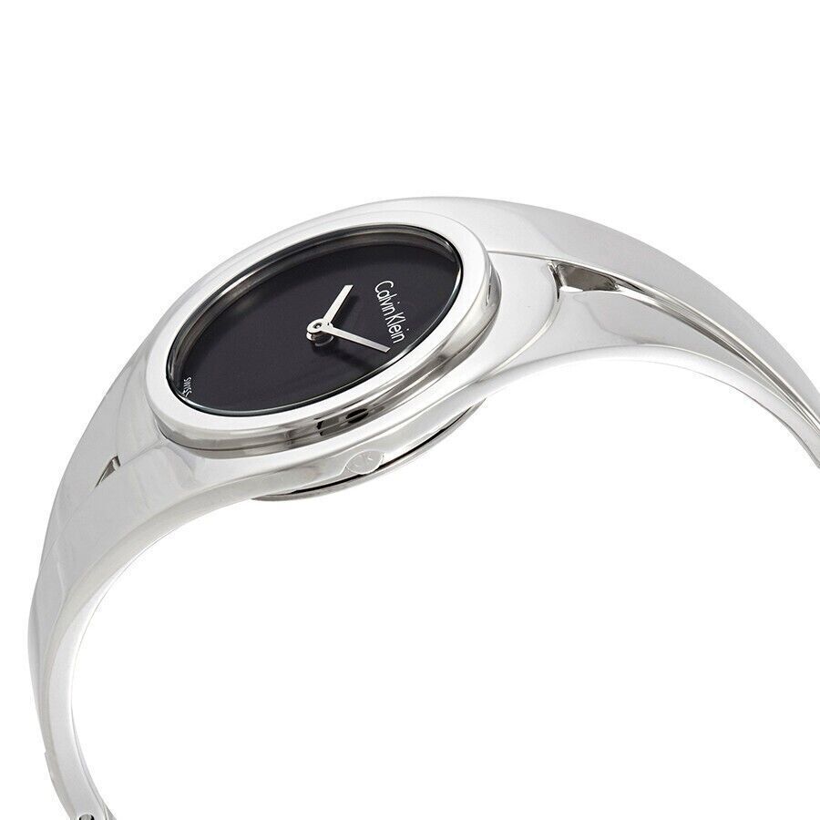 New Swiss Made CALVIN KLEIN Sensual Black Dial Medium Bangle Ladies Watch