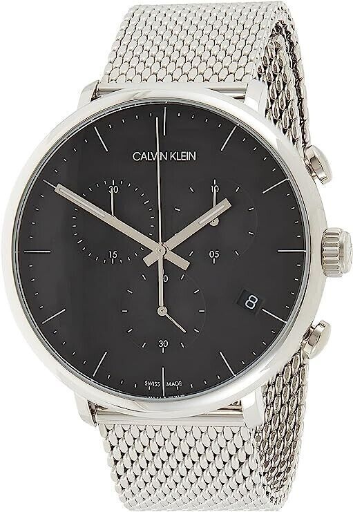 New Swiss Made CALVIN KLEIN High Noon Chronograph Quartz Black Dial Men's Watch