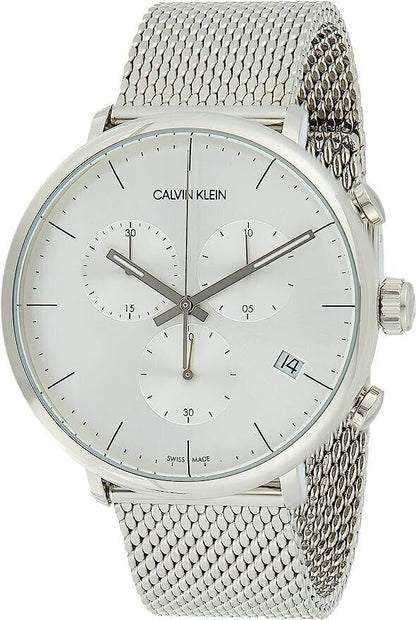 New Swiss Made CALVIN KLEIN High Noon Chronograph Quartz Silver Dial Men's Watch