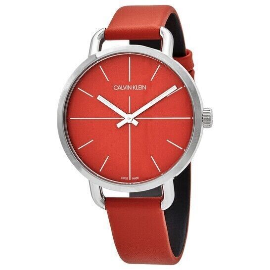 New Swiss Made CALVIN KLEIN Even Quartz Orange Dial Ladies Watch