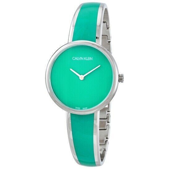 New Swiss Made CALVIN KLEIN Seduce Quartz Turquoise Dial Ladies Watch