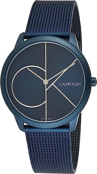 New Swiss Made CALVIN KLEIN Minimal Quartz Blue Dial Men's Watch