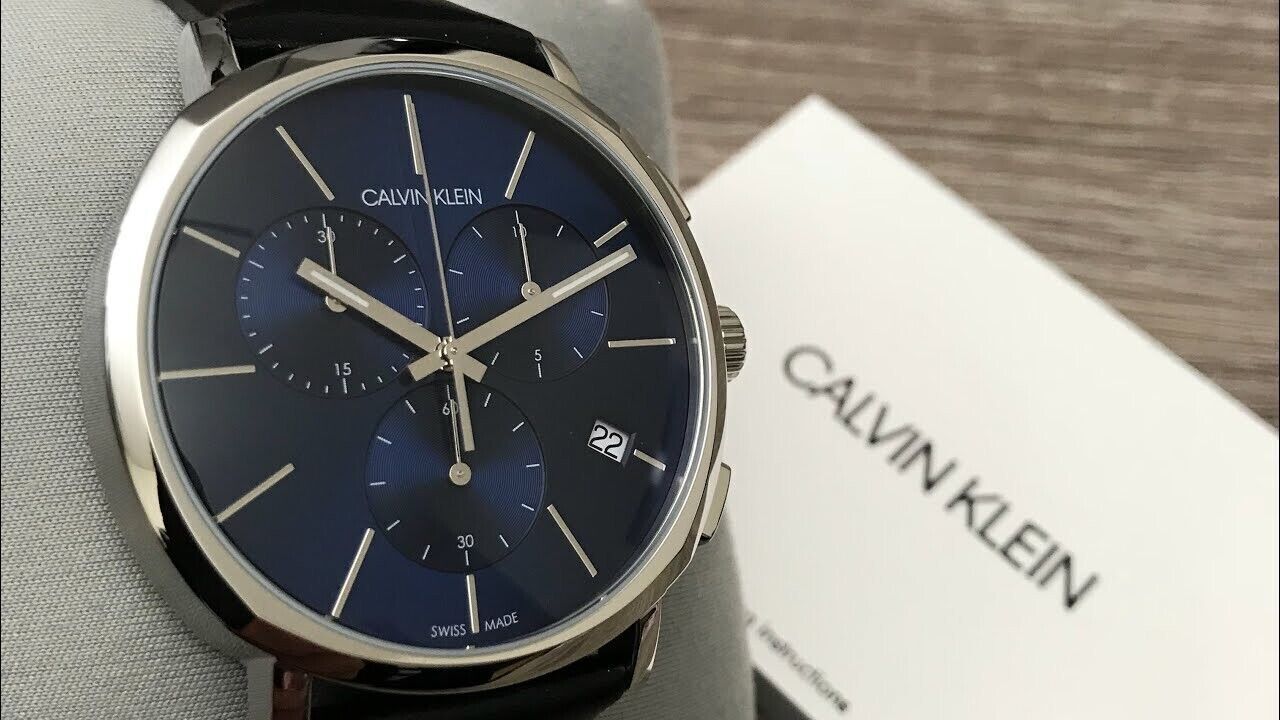 New Swiss Made CALVIN KLEIN Watch Chronograph Quartz Blue Dial Men's Watch