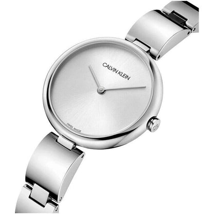 New Swiss Made CALVIN KLEIN Wavy Quartz Silver Dial Ladies Watch