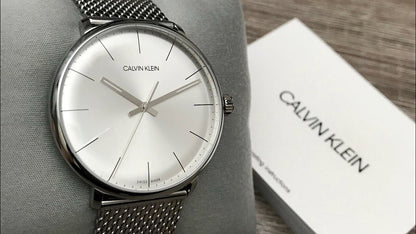 New Swiss Made CALVIN KLEIN High Noon Quartz Silver Dial Men's Watch