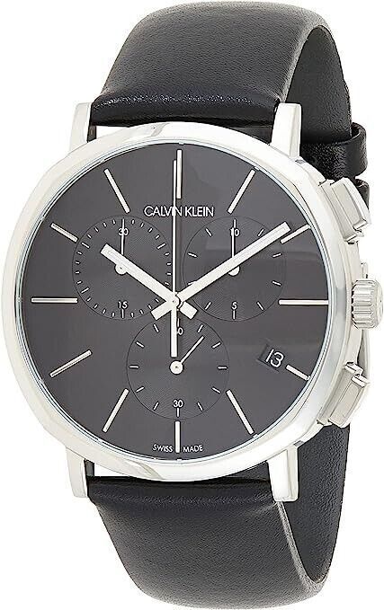 New Swiss Made CALVIN KLEIN Posh Chronograph Quartz Black Dial Men's Watch