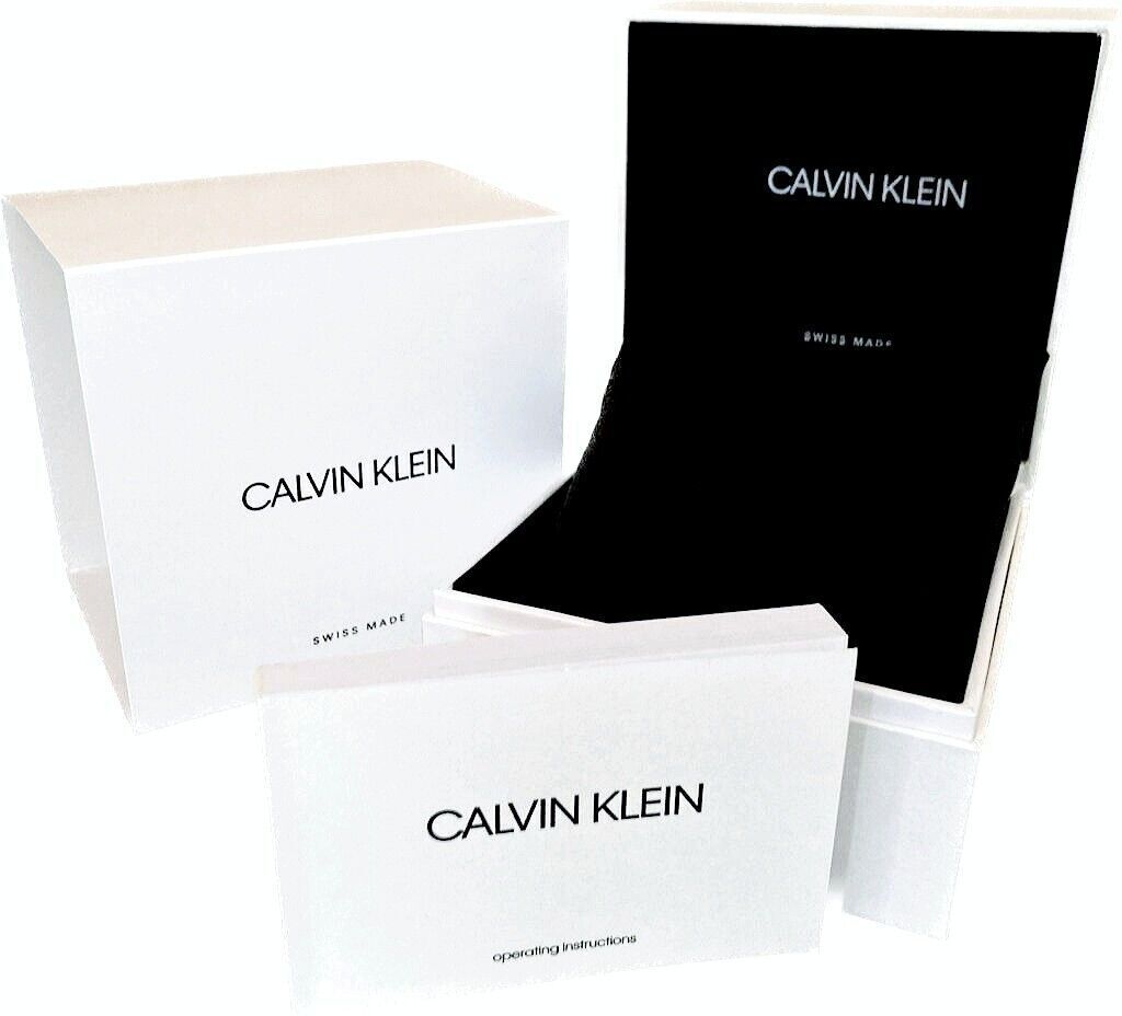 Neue, in der Schweiz hergestellte CALVIN KLEIN Step Damenuhr mit schwarzem Zifferblatt