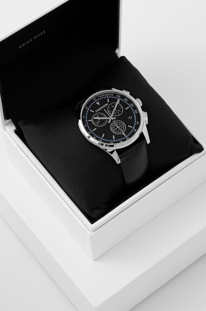 New Swiss Made CALVIN KLEIN Completion Chronograph Quartz Black Dial Men's Watch