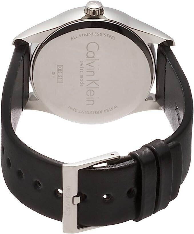 New Swiss Made CALVIN KLEIN Steadfast Black Dial Black Leather Men's Watch