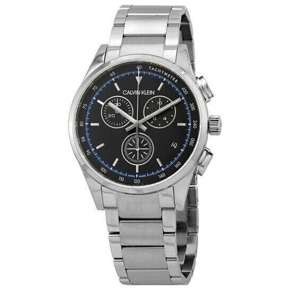 New Swiss Made CALVIN KLEIN Completion Chronograph Quartz Black Dial Men's Watch