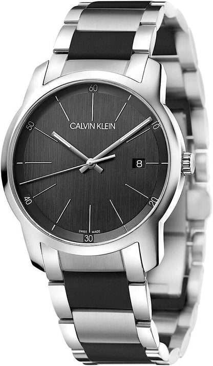 Neue, in der Schweiz hergestellte CALVIN KLEIN City Extension Quarz-Herrenuhr mit schwarzem Zifferblatt