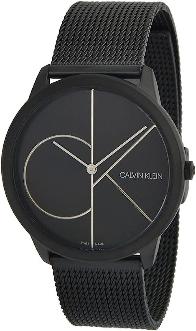 New Swiss Made CALVIN KLEIN Minimal Quartz Black Dial Men's Watch