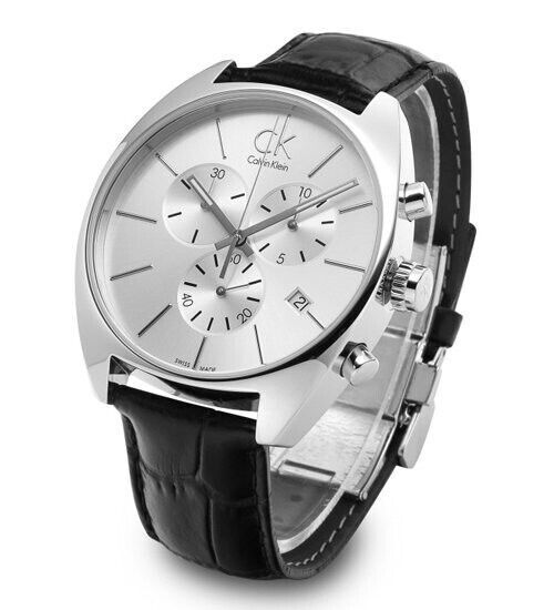 New Swiss Made CALVIN KLEIN Exchange Chronograph Silver Dial Men's Watch