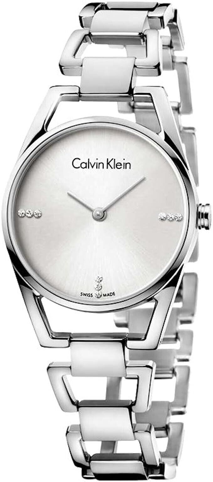 New Swiss Made CALVIN KLEIN Dainty Diamonds Silver Dial Ladies Watch