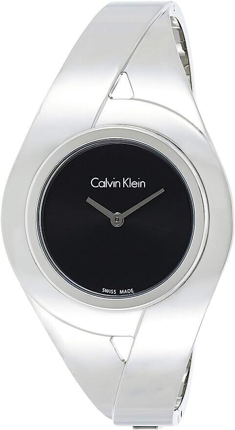 New Swiss Made CALVIN KLEIN Sensual Black Dial Medium Bangle Ladies Watch