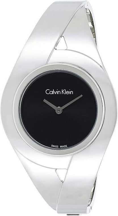 New Swiss Made CALVIN KLEIN Sensual Black Dial Medium Bangle Ladies Watch