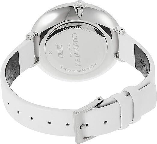 New Swiss Made CALVIN KLEIN Rise White Dial White Leather Ladies Watch