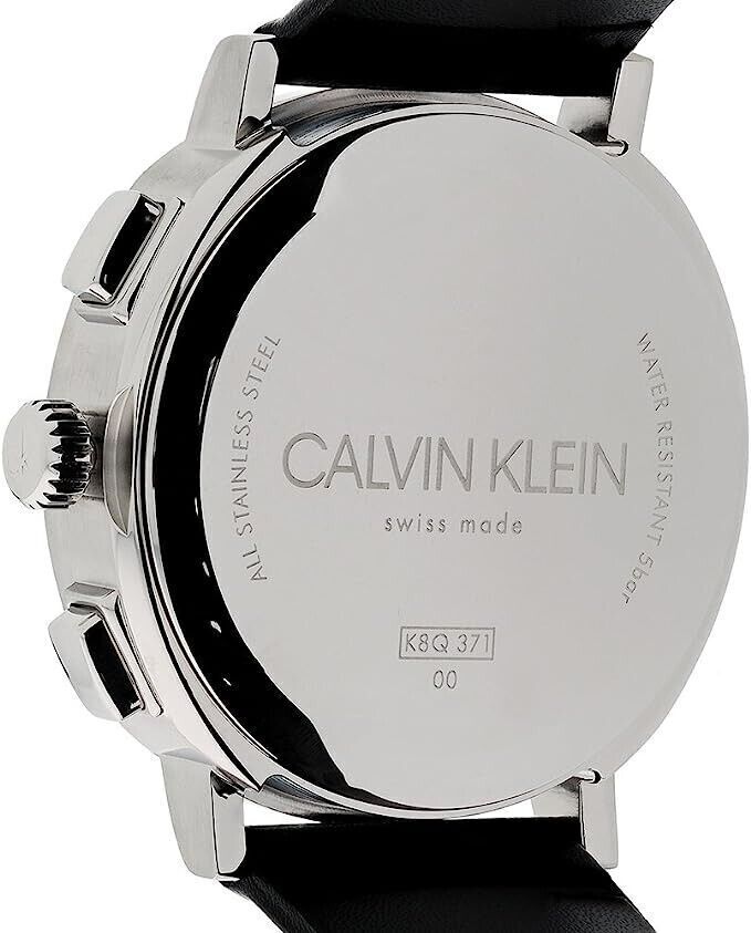 New Swiss Made CALVIN KLEIN Posh Chronograph Quartz Silver Dial Men's Watch