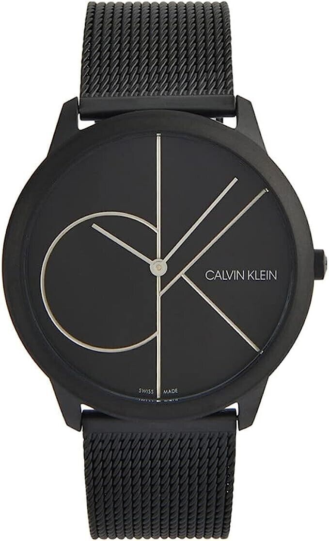 New Swiss Made CALVIN KLEIN Minimal Quartz Black Dial Men's Watch