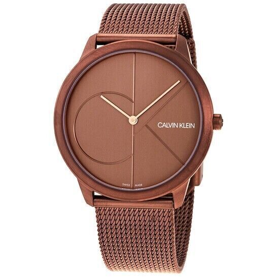 New Swiss Made CALVIN KLEIN Minimal Quartz Rose Dial Men's Watch