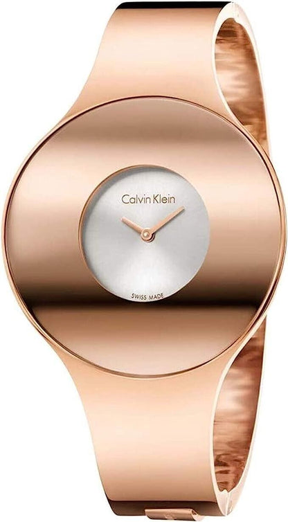 New Swiss Made CALVIN KLEIN Seamless Silver Dial Medium Bangle Ladies Watch