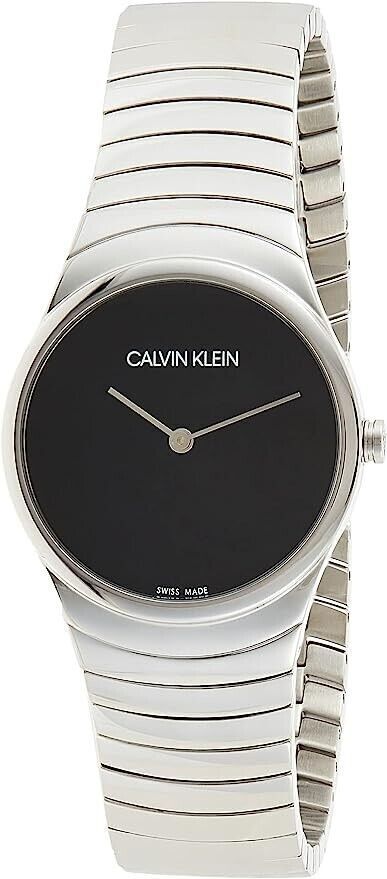 New Swiss Made CALVIN KLEIN Whirl Black Dial Stainless Steel Ladies Watch