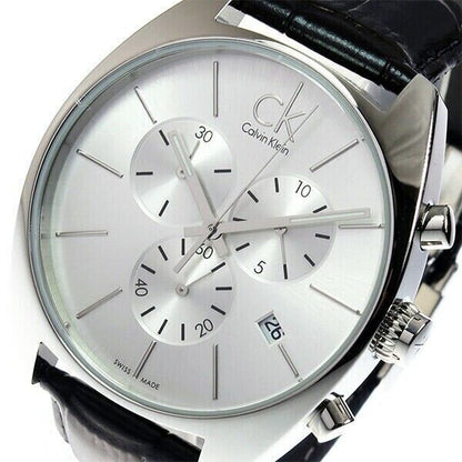 New Swiss Made CALVIN KLEIN Exchange Chronograph Silver Dial Men's Watch