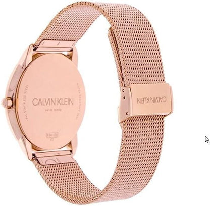 New Swiss Made CALVIN KLEIN Minimal Black Dial Rose Gold-tone Men's Watch