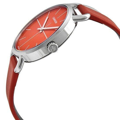 New Swiss Made CALVIN KLEIN Even Quartz Orange Dial Ladies Watch