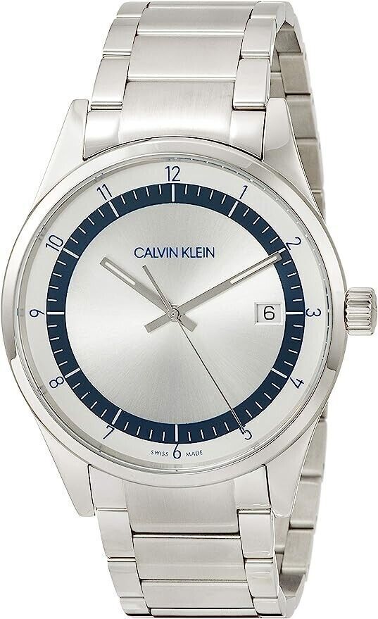 New Swiss Made CALVIN KLEIN Quartz Silver Dial Men's Watch