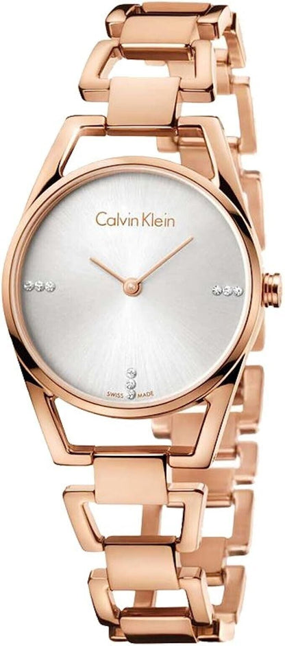 New Swiss Made CALVIN KLEIN Dainty Silver Dial Ladies Quartz Watch