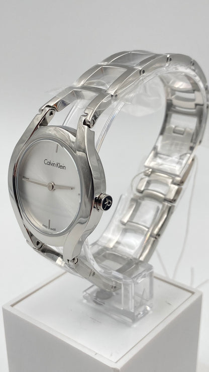 New Swiss Made CALVIN KLEIN Class Silver Dial Stainless Steel Ladies Watch
