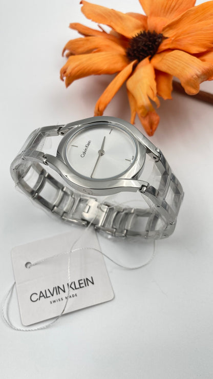 New Swiss Made CALVIN KLEIN Class Silver Dial Stainless Steel Ladies Watch