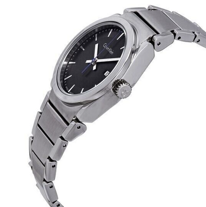 Neue, in der Schweiz hergestellte CALVIN KLEIN Step Damenuhr mit schwarzem Zifferblatt