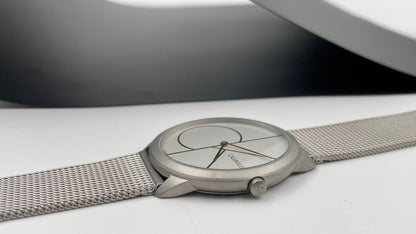 Neue, in der Schweiz hergestellte CALVIN KLEIN Minimal Quartz Herrenuhr mit weißem Zifferblatt
