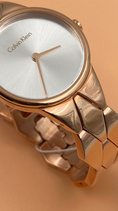 New Swiss Made CALVIN KLEIN Snake Quartz Silver Dial Ladies Watch