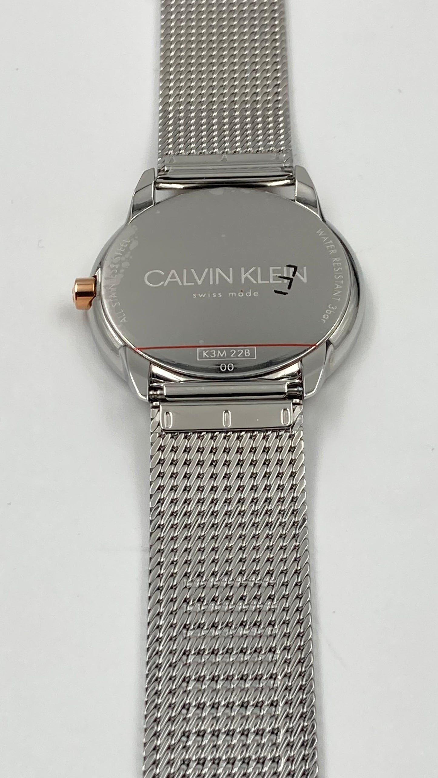 Neue, in der Schweiz hergestellte CALVIN KLEIN Minimal Quartz Unisex-Armbanduhr mit silbernem Zifferblatt