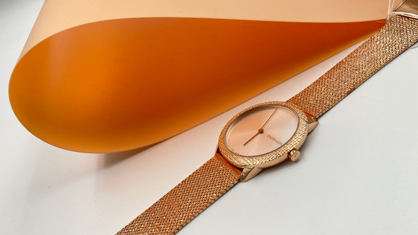 Neue, in der Schweiz hergestellte CALVIN KLEIN Minimal Quartz Damenuhr mit silbernem Zifferblatt