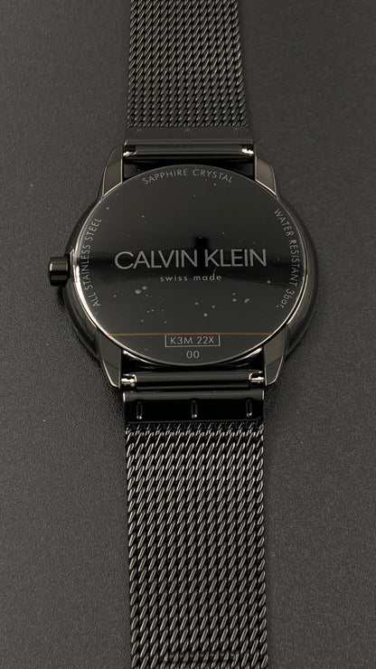 Neue, in der Schweiz hergestellte CALVIN KLEIN-Quarzuhr für Damen mit schwarzem Zifferblatt