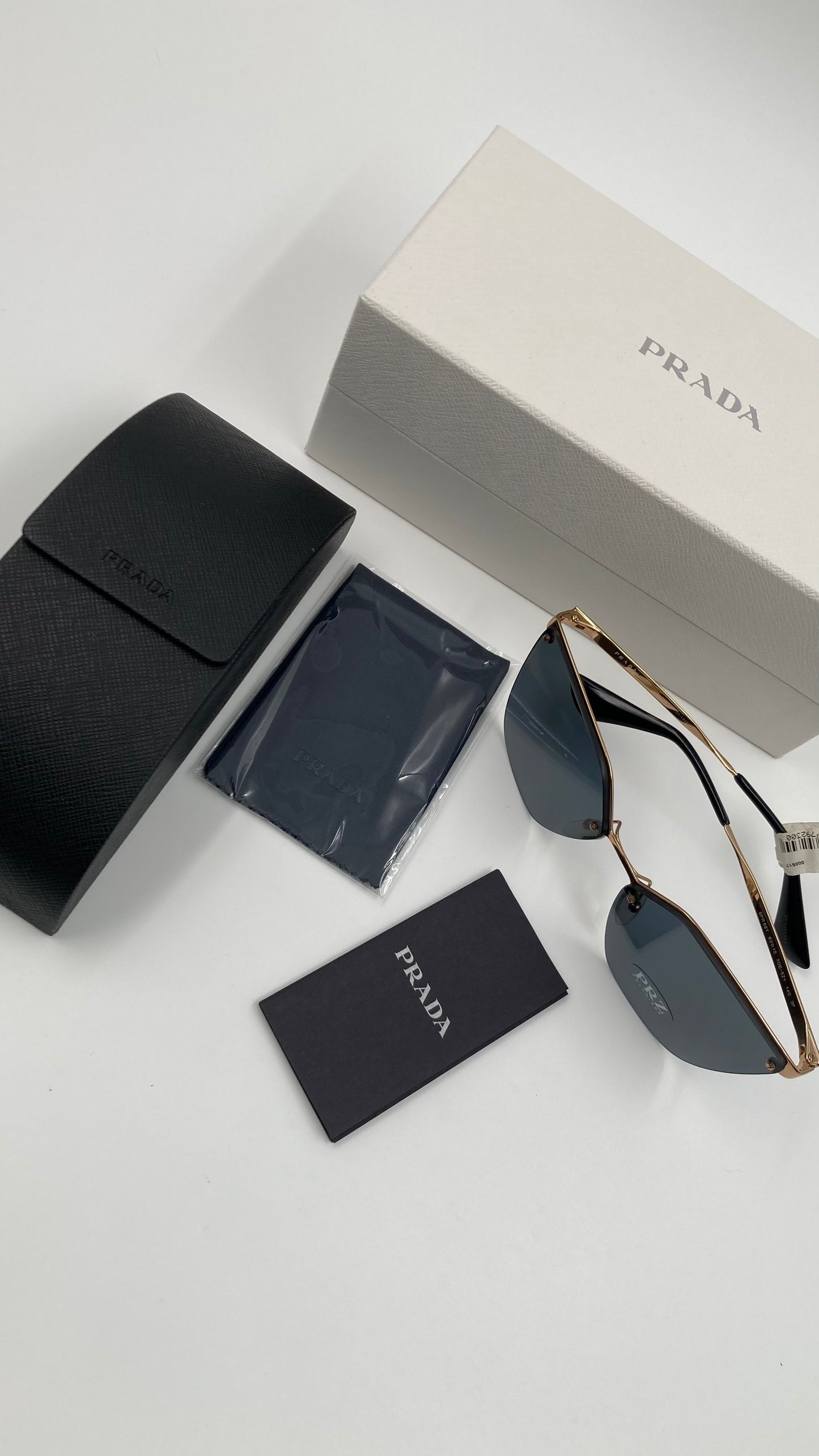 *NEW* PRADA PR68T 7OE-5Z1 SUNGLASSES - ANTIQUE GOLD/POLARIZED/GREY