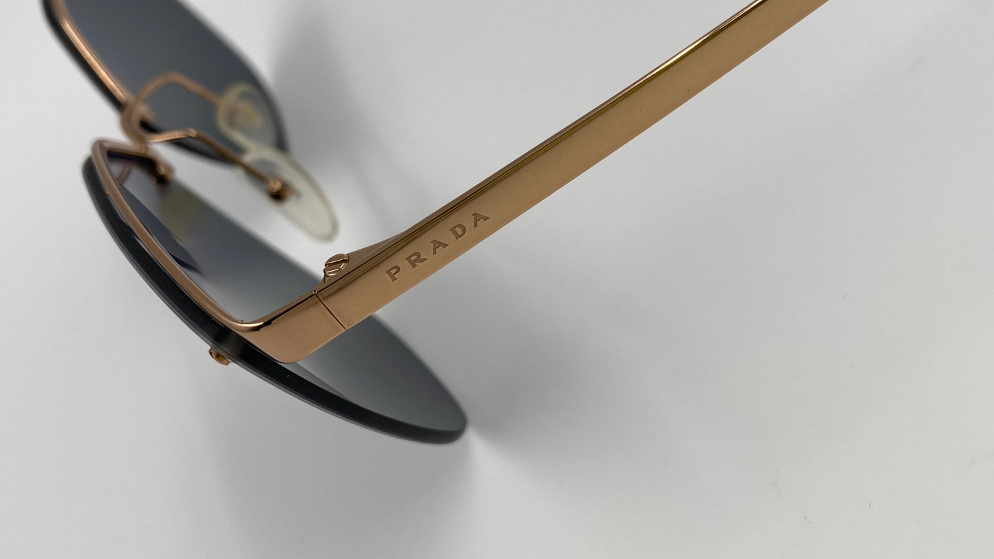 *NEW* PRADA PR68T 7OE-5Z1 SUNGLASSES - ANTIQUE GOLD/POLARIZED/GREY