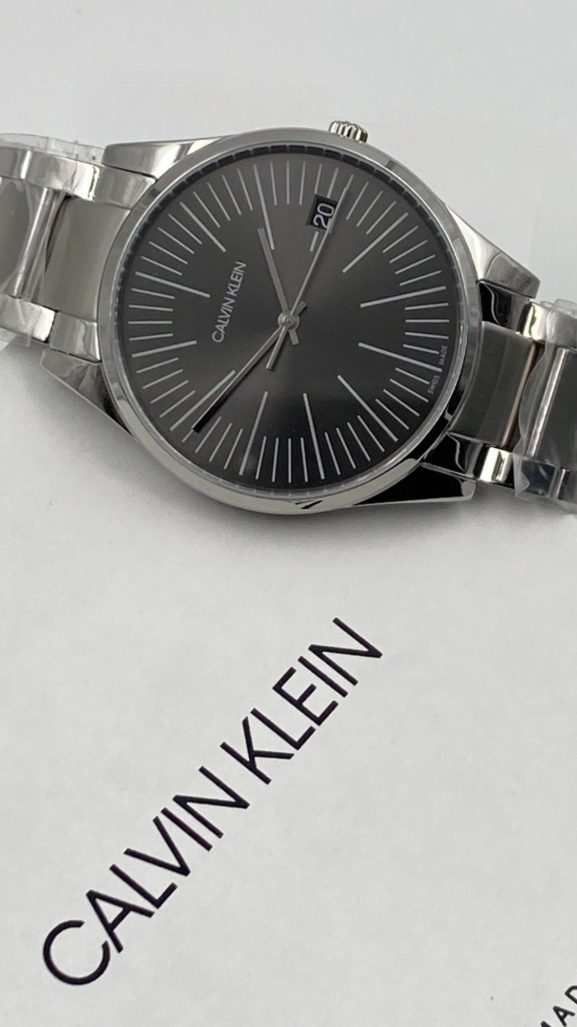 New Swiss Made CALVIN KLEIN Quartz Grey Dial Men's Watch